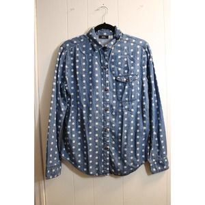 BDG Top Medium Long Sleeves Blue Polka Dot